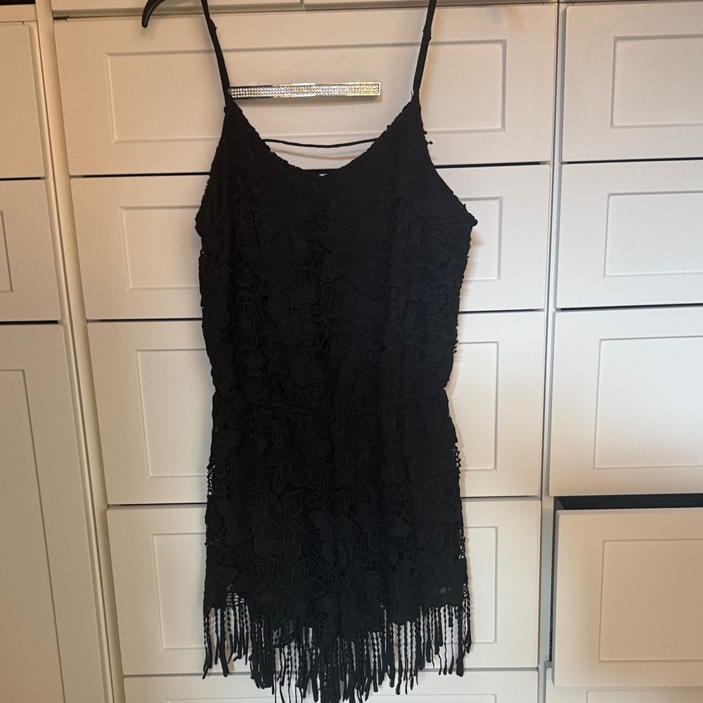 Blu Pepper Black Floral Lace Romper - medium